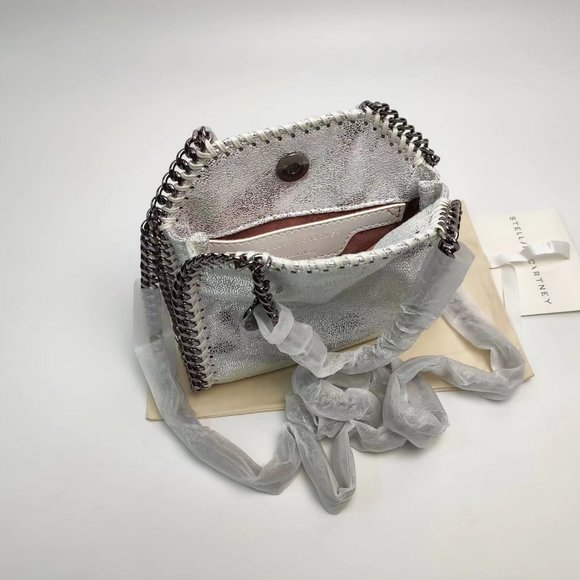 Stella McCartney Falabella Tiny Vegetarian Brushed-leather Shoulder Bag Silver - Picture 6 of 9